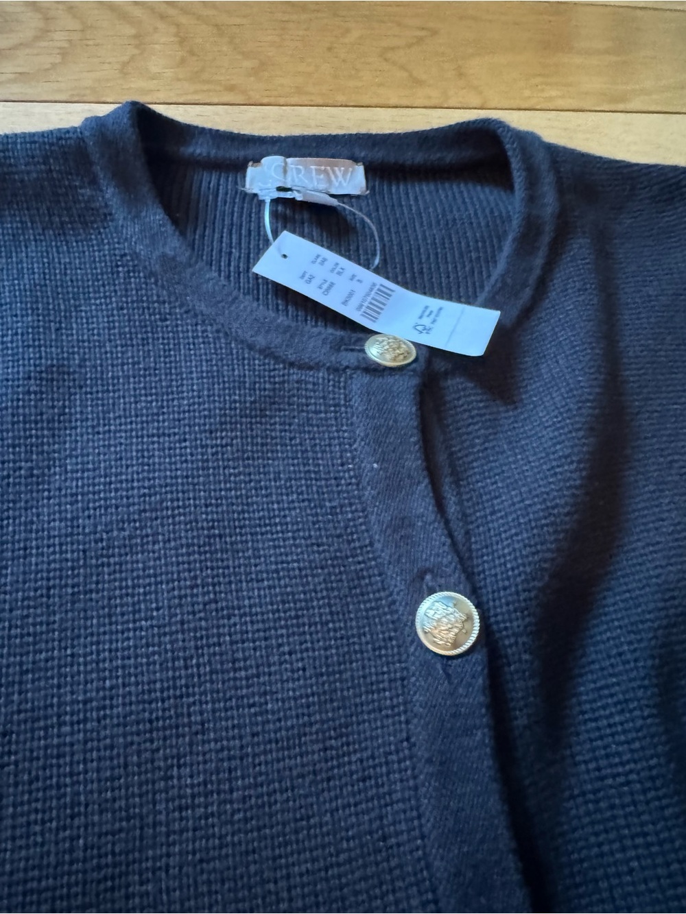J. Crew Black Knit Button-Front Cardigan with Gold Buttons - Picture 3 of 4